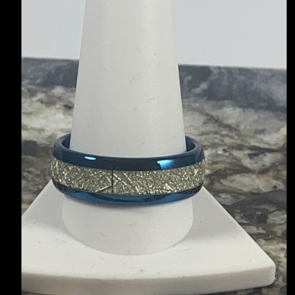 Size 12.5 tungsten blue meteor inlay